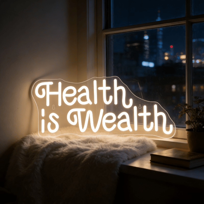 Health Wellness Lifestyle - لافتة نيون LED بعبارة 