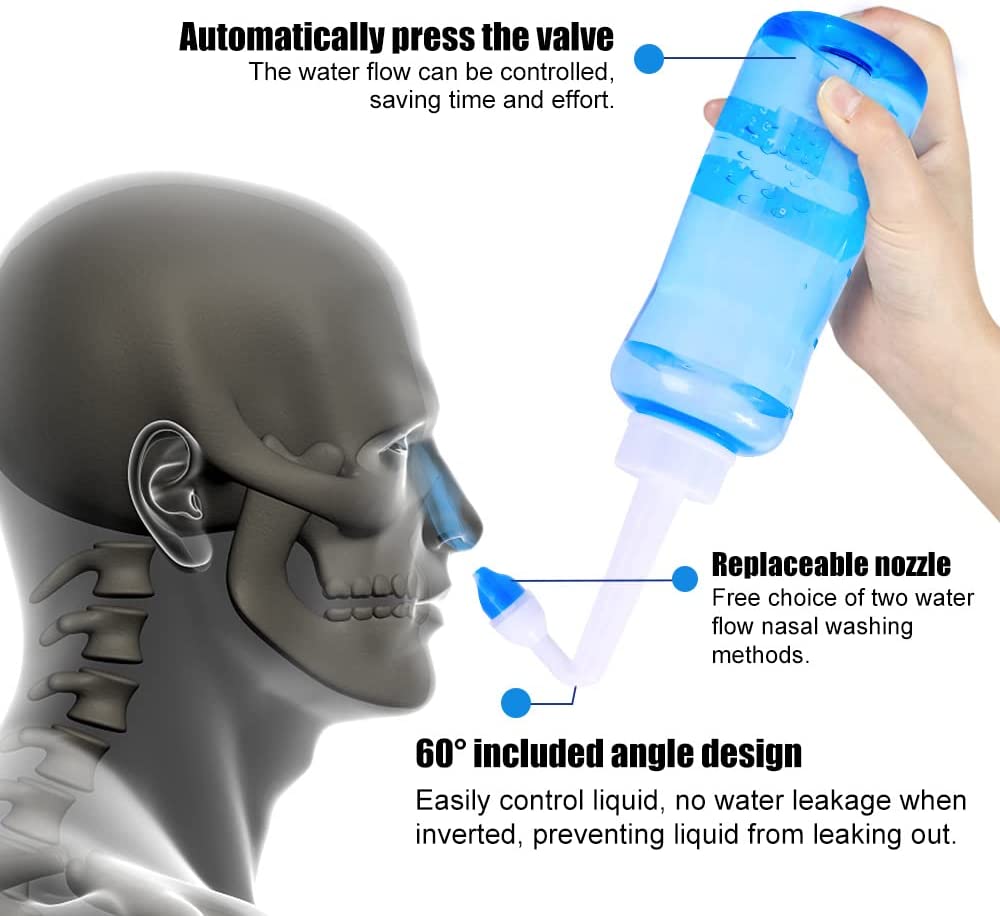 زجاجة منظف لغسل الأنف 300 مللي - مراجعة Neti Pot Nasal Rinse وسعره