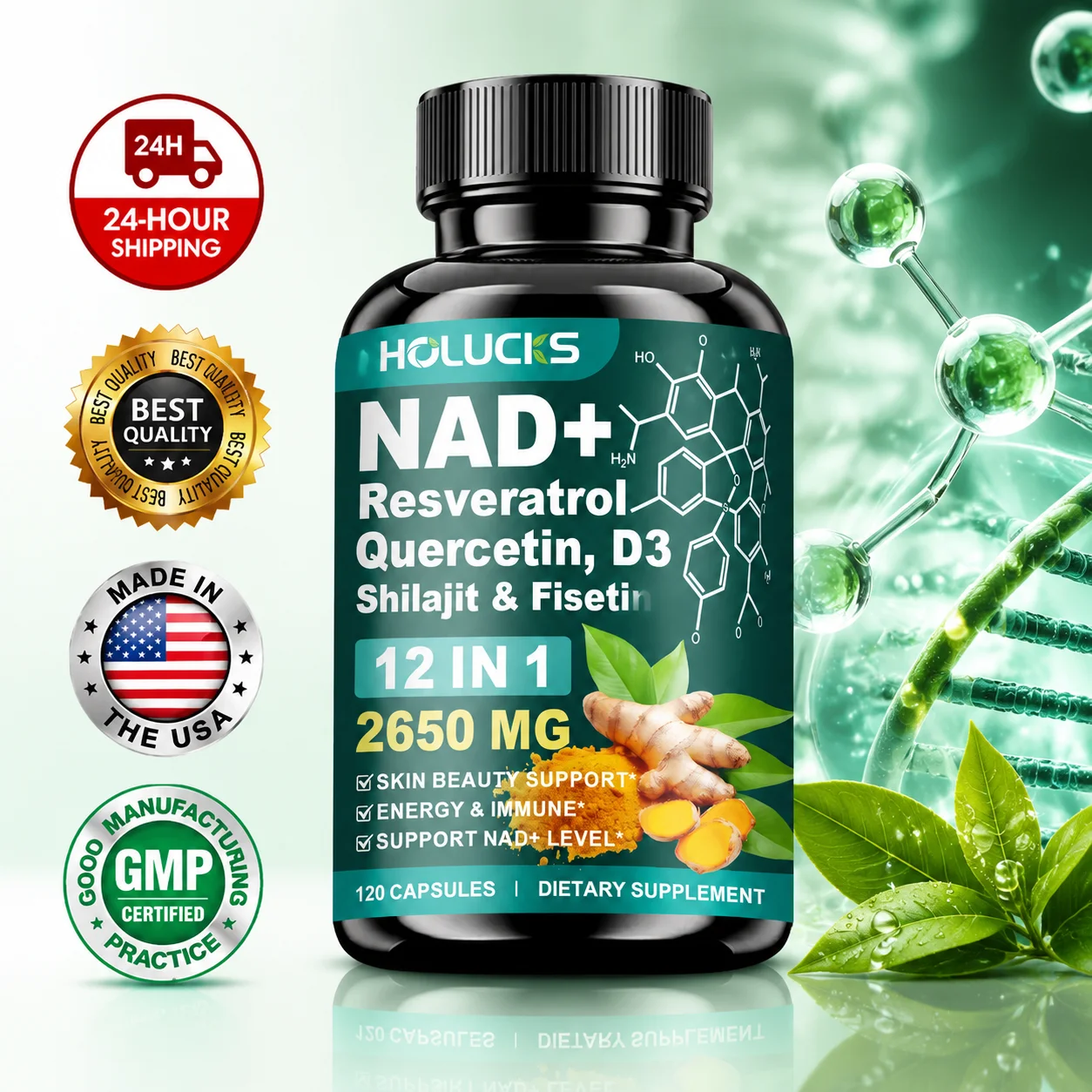 مكمل NAD+ عالي الفعالية، مع ال - مراجعة Health Wellness Usa وسعره